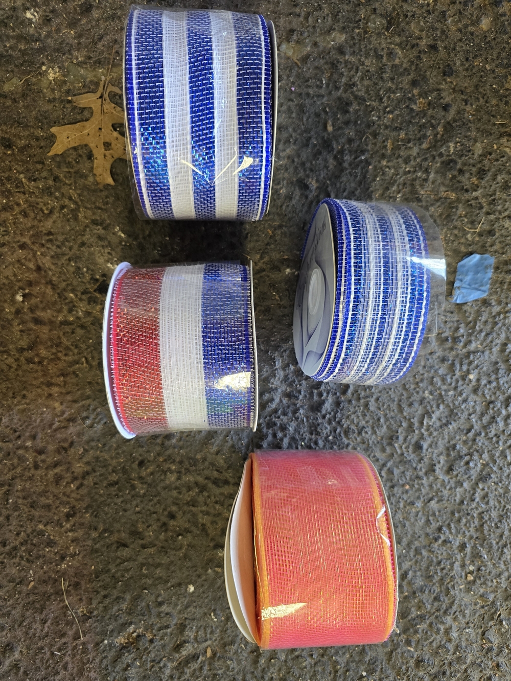 Decorative Wired Mesh Ribbon Roll - Blue, Red, White & Pink